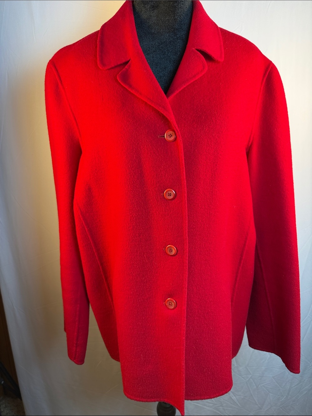 Talbots Red Single-Breasted Wool Pea Coat